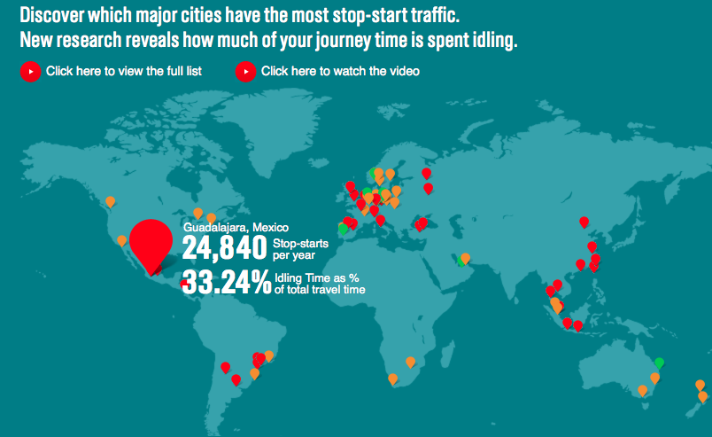 Mapa de estudio sobre tráfico realizado por Castrol y Tom Tom