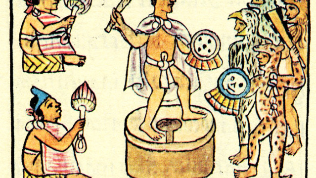 Sacrificio de rayamiento durante el Tlacaxipehualiztli