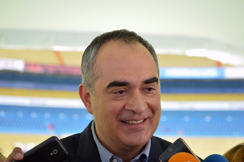 Salvador Caro en el Estadio Jalisco, durante el anuncio del operativo del partido entre Atlas y Chivas. Foto: Arturo Guzmán Siordia