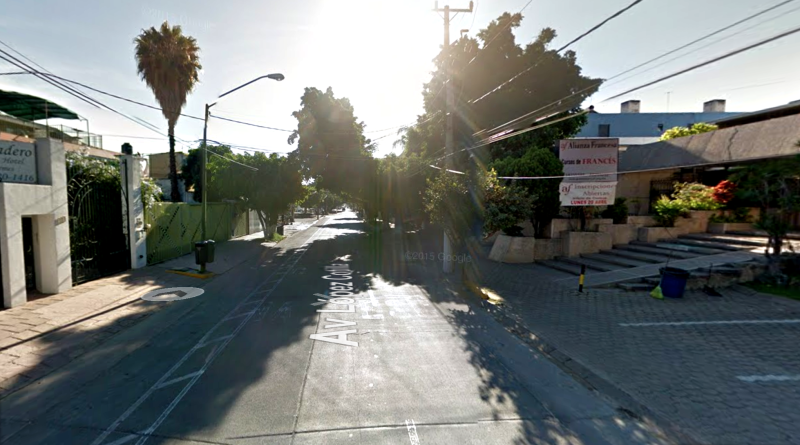 Calle en la que intentaron secuestrar a una joven en Guadalajara. Foto: Google maps